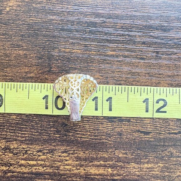 VTG Gold Over Sterling Silver Open Filigree Scroll Design Beaded Ring Size 7 - Picture 7 of 10